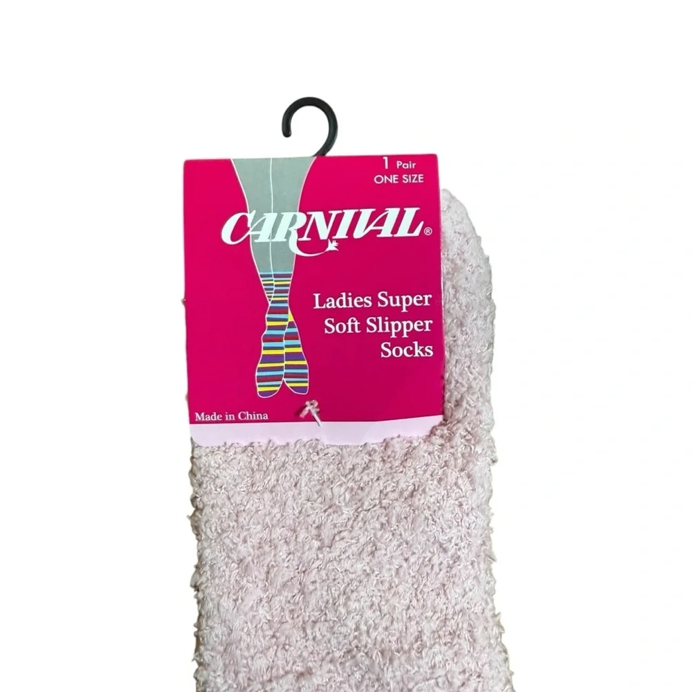 Carnival Girls Super Soft Slipper Socks Blush Pink Cozy Plush